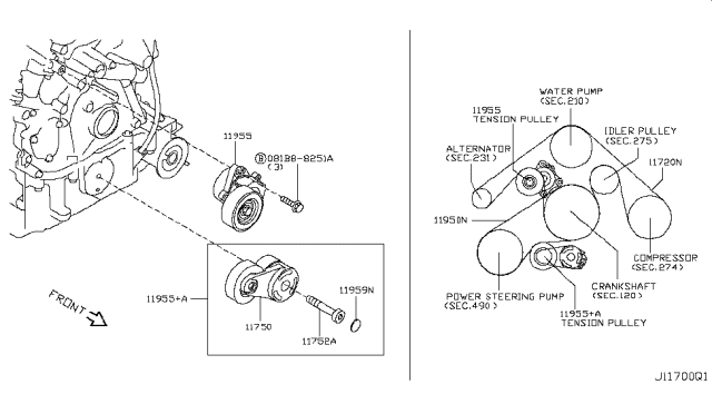 Infiniti-Q70 Serpentine Belt diagram1.png