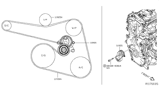 Infiniti-QX60 Serpentine Belt diagram.png