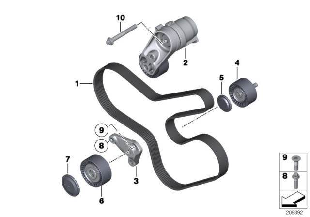 F36 model code) Serpentine Belt diagram.png